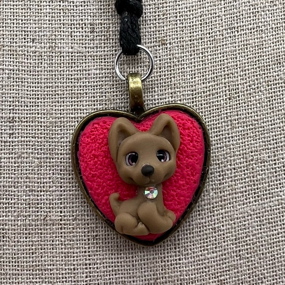 Handcrafted Clay Dog Pendant Necklace